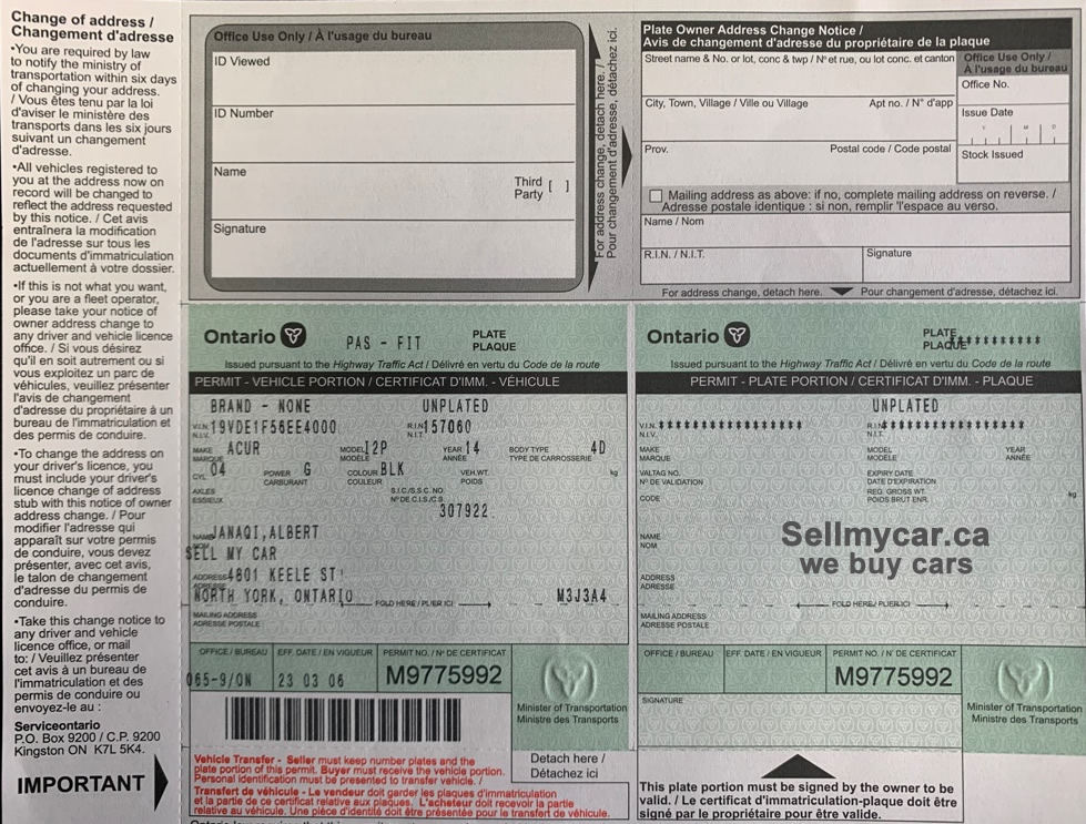 Ontario Vehicle Ownership What It Is And How To Use It